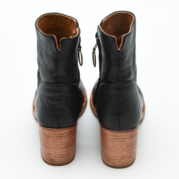 Beek Coronet Black Leather Ankle Boots Size 7.5 Block Heel Handmade in Portugal - Picture 5 of 6